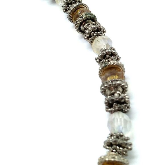 Amber & Clear Beaded Necklace with Silver-tone Spacers - Picture 11 of 15